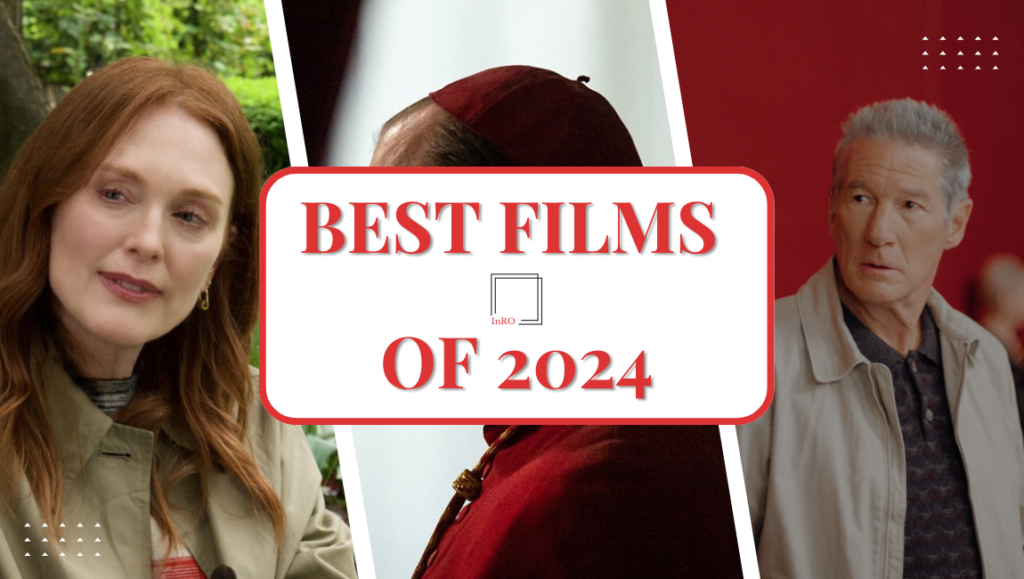 Best Films of 2024: Movie stills featuring Julianne Moore, a cardinal, and Richard Gere. Film review and list.