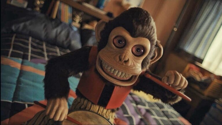 Creepy cymbal monkey toy. Oz Perkins' The Monkey review. Horror movie.