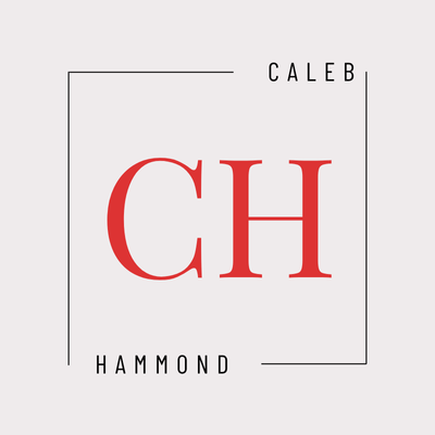 Caleb Hammond logo. Red CH monogram inside a black square frame. Minimalist design.
