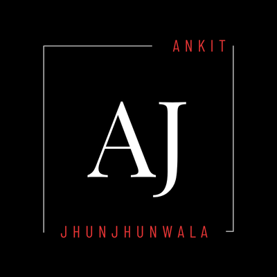 Ankit Jhunjhunwala logo. Black background with white AJ initials inside a square.