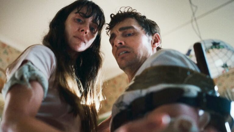 Alison Brie and Dave Franco star in Together, looking distressed. Horror movie.